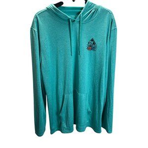 Reel Life Turquoise Long Sleeve Hoodie Front Graphic XL Streetwear Oversized
